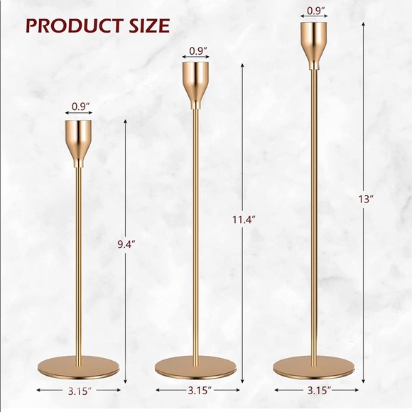 CELAINER Set of 3 candle holders for conical candles - Picture 3 of 7